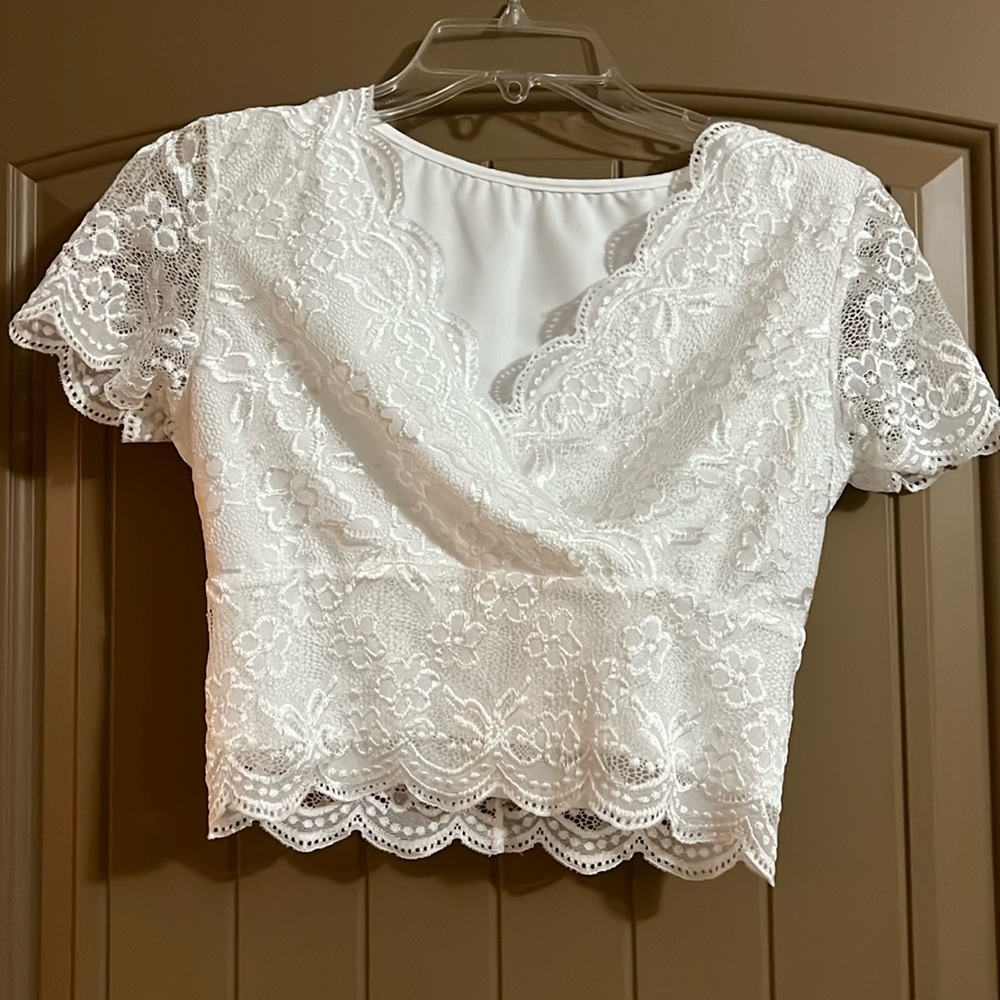 Frenchy Scallop Trim Lace Top